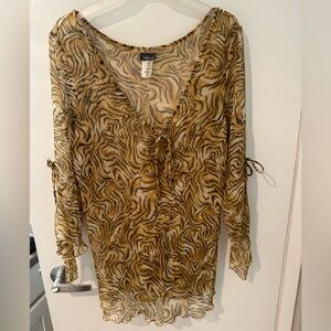 Anna Beige and Brown Animal Print Top